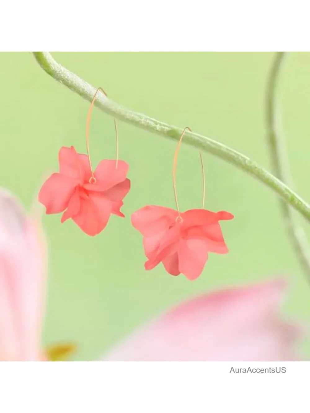 Bohemian Resin Rose Flower Dangle Earrings Long Acrylic Tiered Floral Tassel